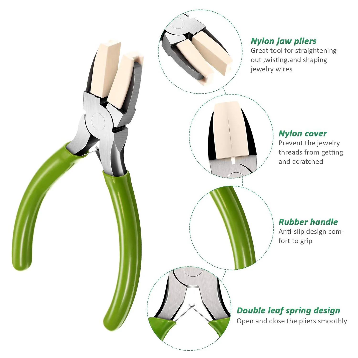 나일론 코 펜치 더블 나일론 턱 펜치, 탄소강 쥬얼리 펜치, 비딩, 루핑, 와이어 성형, DIY 도구, 2 팩