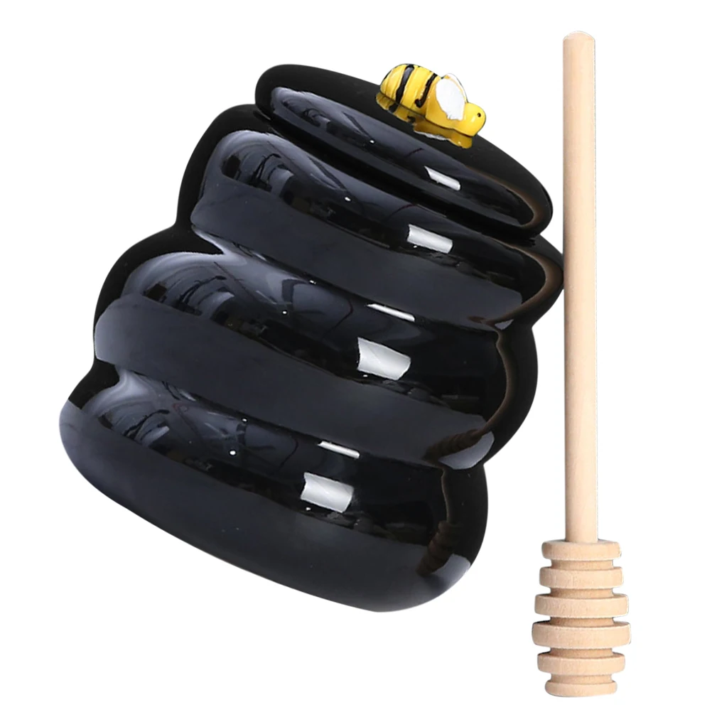 

Ceramic Jar Small Bottle With Dipper For Kitchen Storage Honey Syrup Jam Dispenser Household Honey Pot Desktop Container