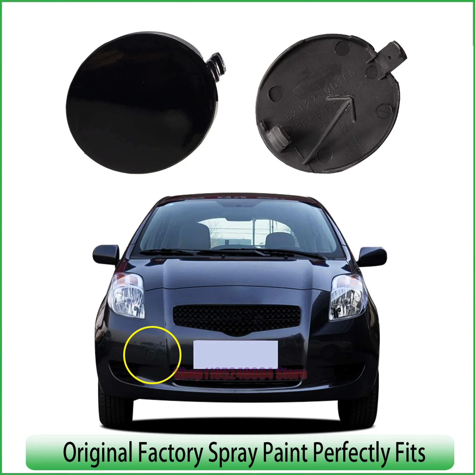 For Toyota Yaris Sedan Front Tow Hook Cover Premium Accessory For All Models 2006-2008 Complete Kit Part 52127-0D908