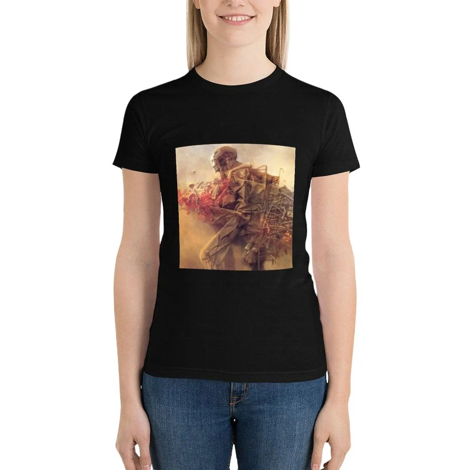 เสื้อยืดสตรี Zdzislaw beksinski เสื้อยืด MODE Korea ทรงหลวม