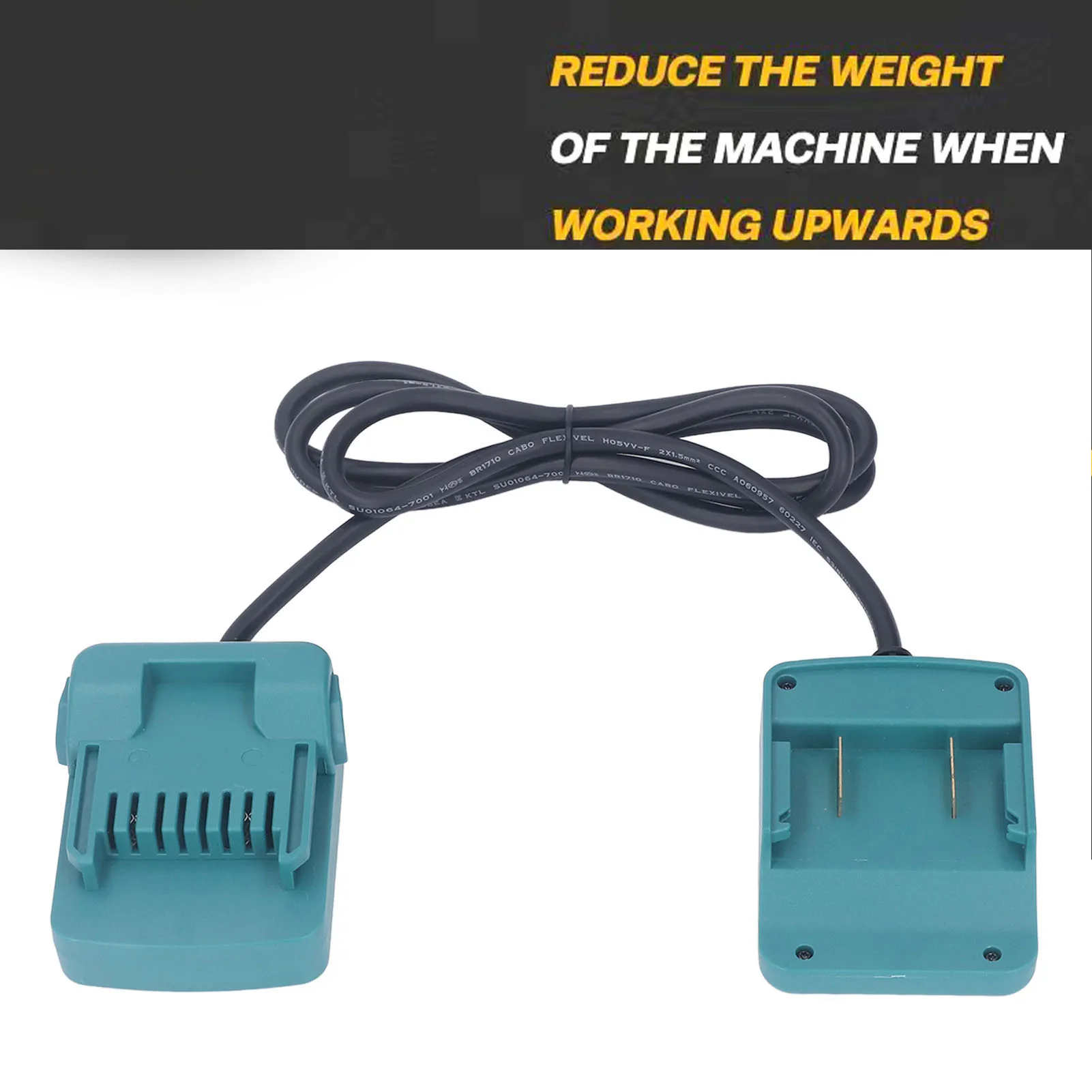 

Адаптер для литиевой батареи, удлинительный кабель, зажим для ремня, 1,6 м, 2x1,5 мм2, удлинительный кабель для батареи, 18 В, легко подключаемый для электроинструмента