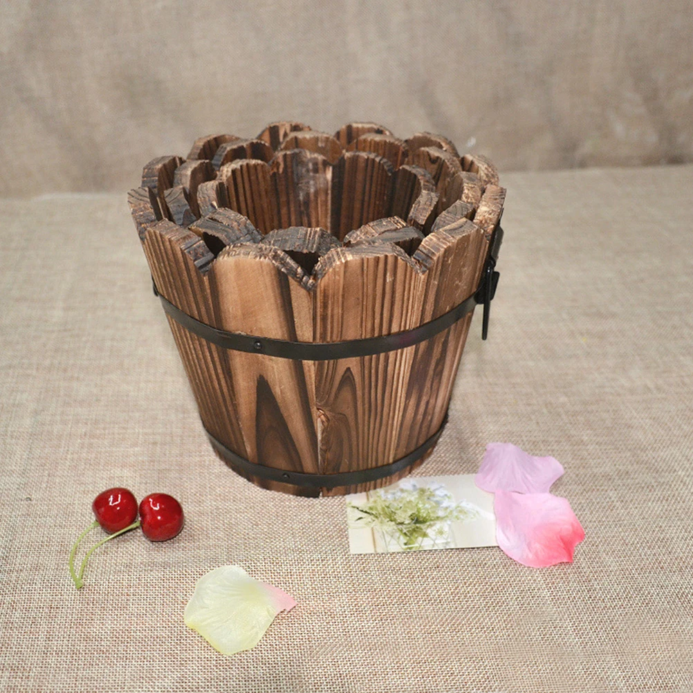 

Solid Wood Flowerpot Small Size Bark Planter Desktop Decor Succulents Cactus Mini Plants Pottery Wooden Planter Garden Indoor