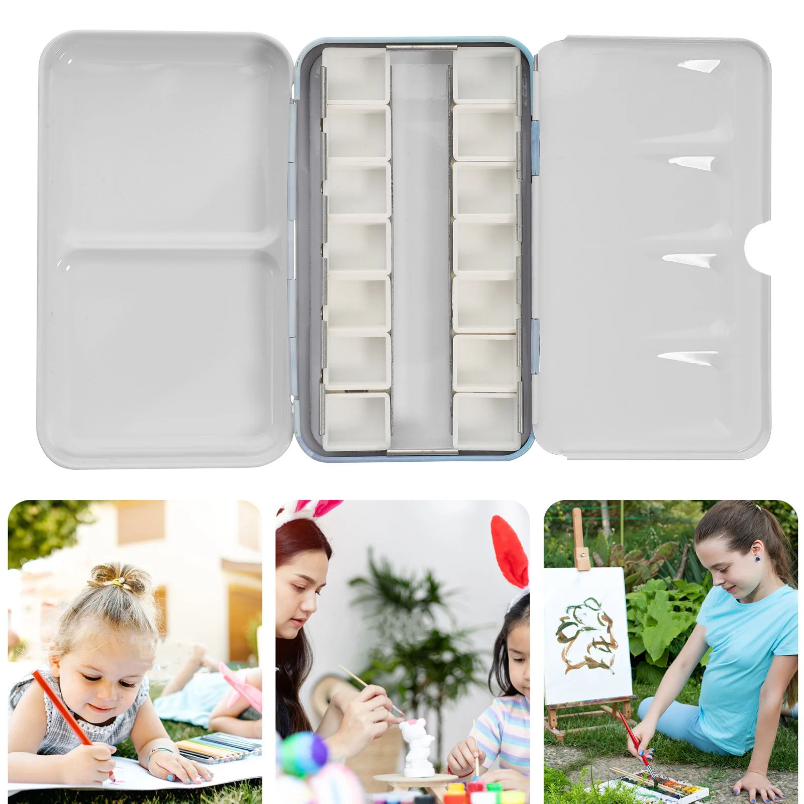 

Premium Metal Watercolor Tin Box 12 Compartment Paint Pigment Storage Case Durable Portable Color Mixing Palette Household Art