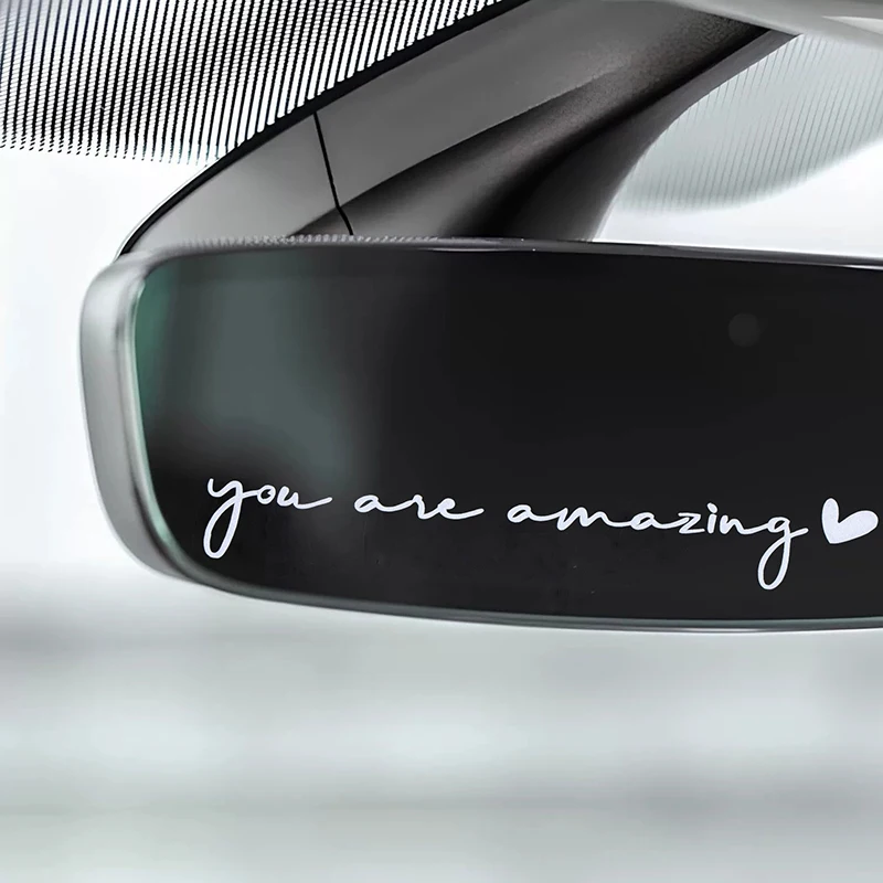 6pcs You Are Amazing Heart Vinyl Decal, Self‑Adhesive Sticker for Car Rearview Mirror Auto Interior Decor Accessories