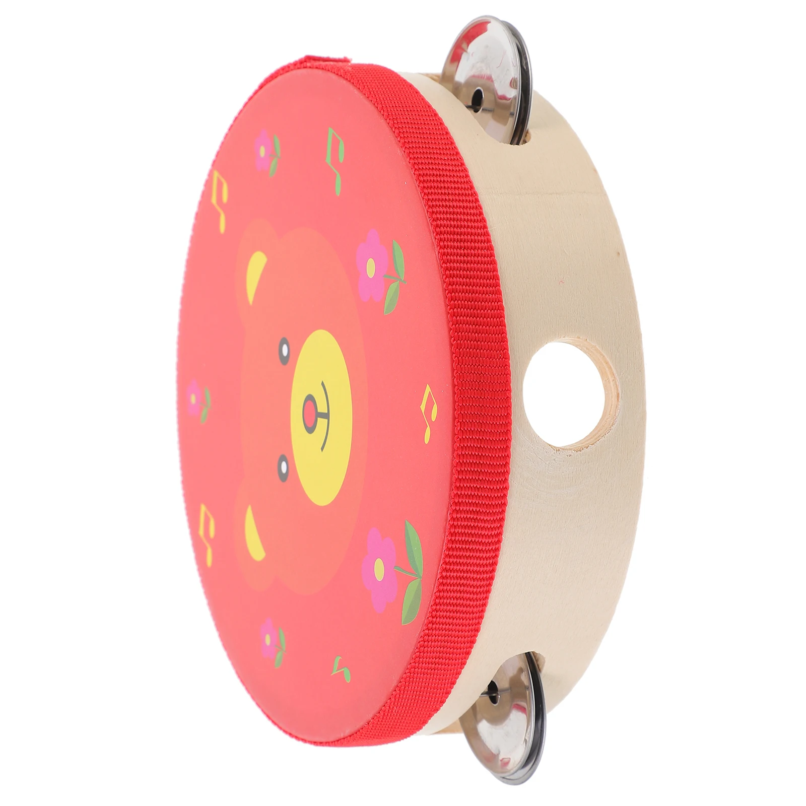 

Wooden Children Tambourine H Drum 15cm Cartoon Musical Instrument for Kids Toddlers H held Percussion Toys