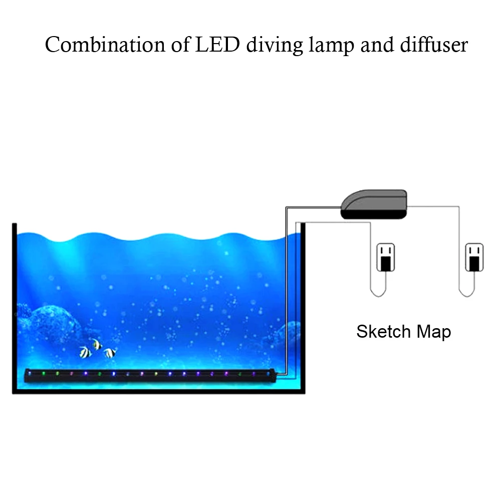 Fish Tank Decor Lighting Lamp EU Plug Slow Flash Colorful LED  Bubble Light Suction Cup Aquarium Light Strip Waterproof