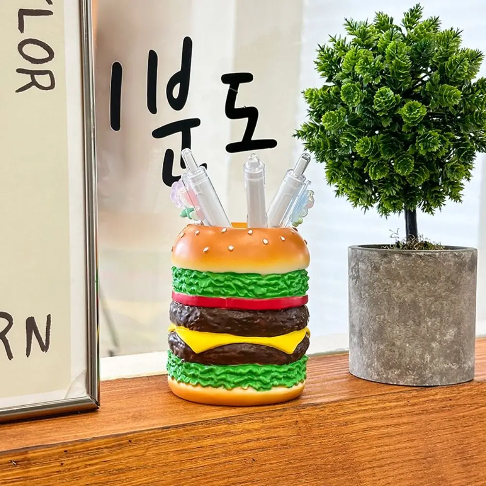 Cute Hamburg Design Pen Holder Smooth Funny Desktop Storage Container Creative Multi-Purpose Pencil Display Cup