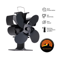 Black Stove Fan 4 Blade Heat Powered Fireplace Fan Log Wood Burner Eco Quiet Stove Fan Heater Home Efficient Heat Distribution