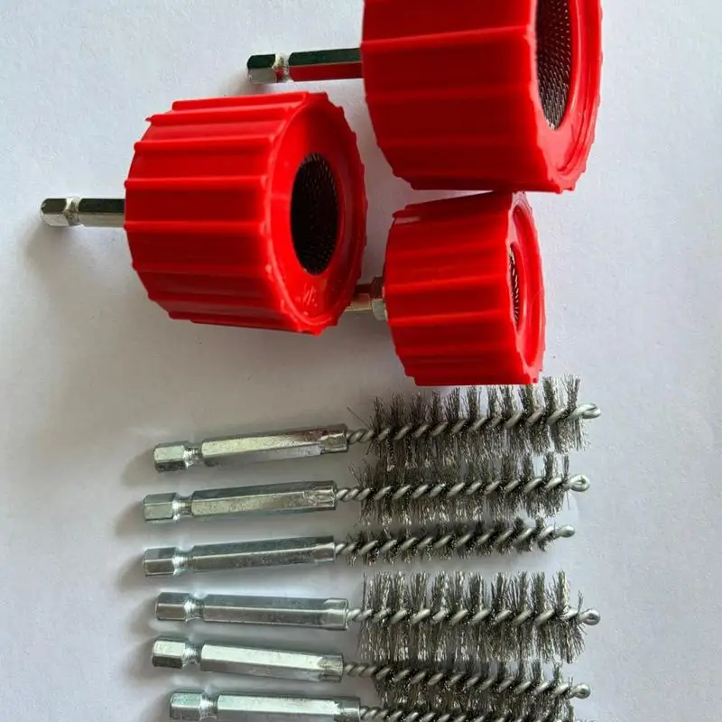 Spazzola per pulizia in rame 3X Spazzola per sbavatura portatile Pulitore per tubi Strumenti per tubi in rame Strumento per la pulizia dei tubi con 6 fili in acciaio inossidabile