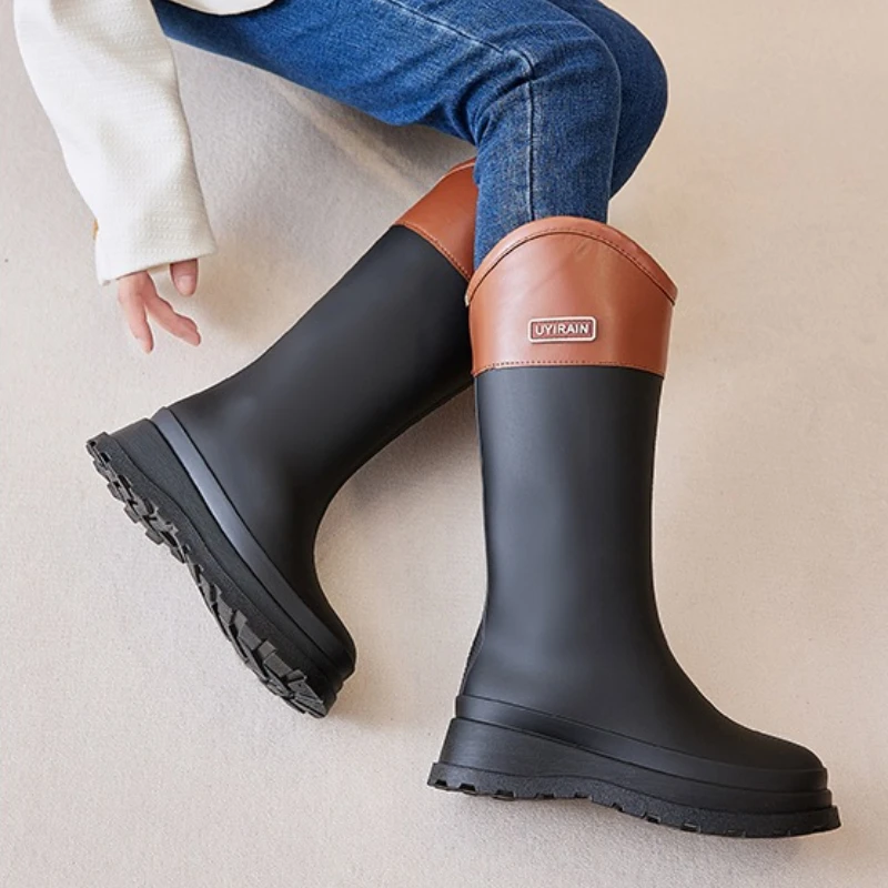 High Rain Boots for Women Waterproof Rubber Shoes Female Garden Galoshes Work Fishing Rubber Boot Long Kitchen Shoes Footwear