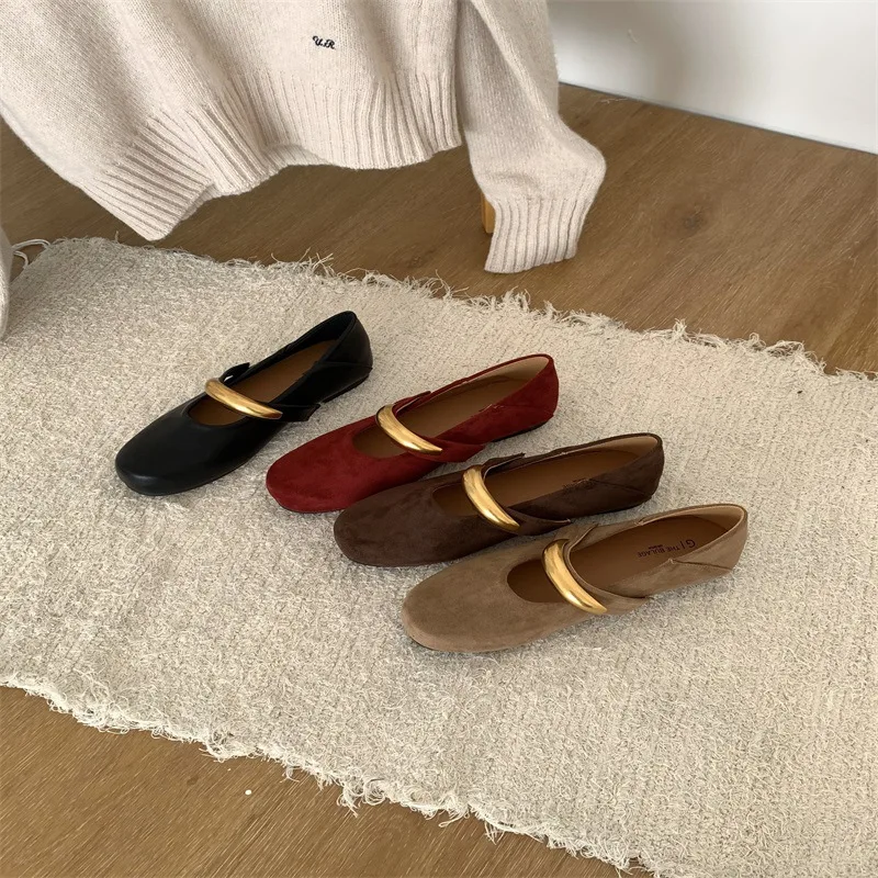 女性バレエシューズダンス用モディスカジュアル女性スニーカースクエアトゥフラットソフト秋バレリーナ-2025-新しいモカシンドレス