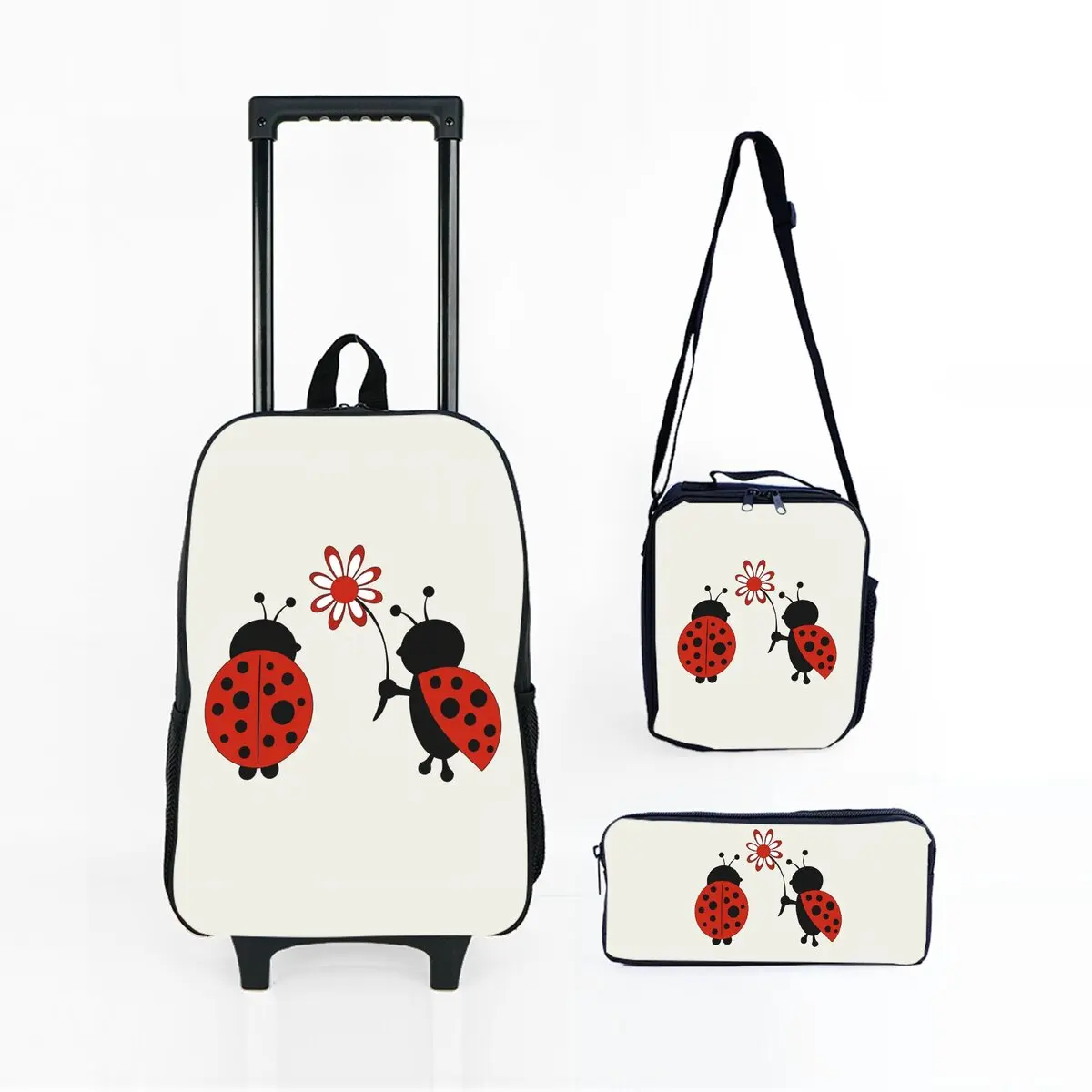 

Набор сумок на колесиках с черепом и цветочным принтом, сумка для ручек с ланч-боксом и колесиками, школьная сумка-рюкзак на колесиках для девочек/мальчиков