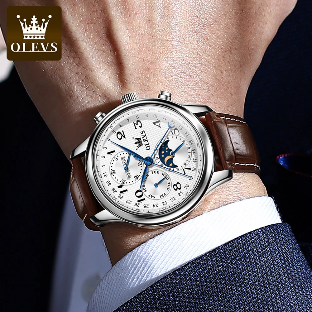 นาฬิกา OLEVS 6667 รุ่นหรูหรา ข - Moonphase Complication Watch บทวิจารณ์และราคา