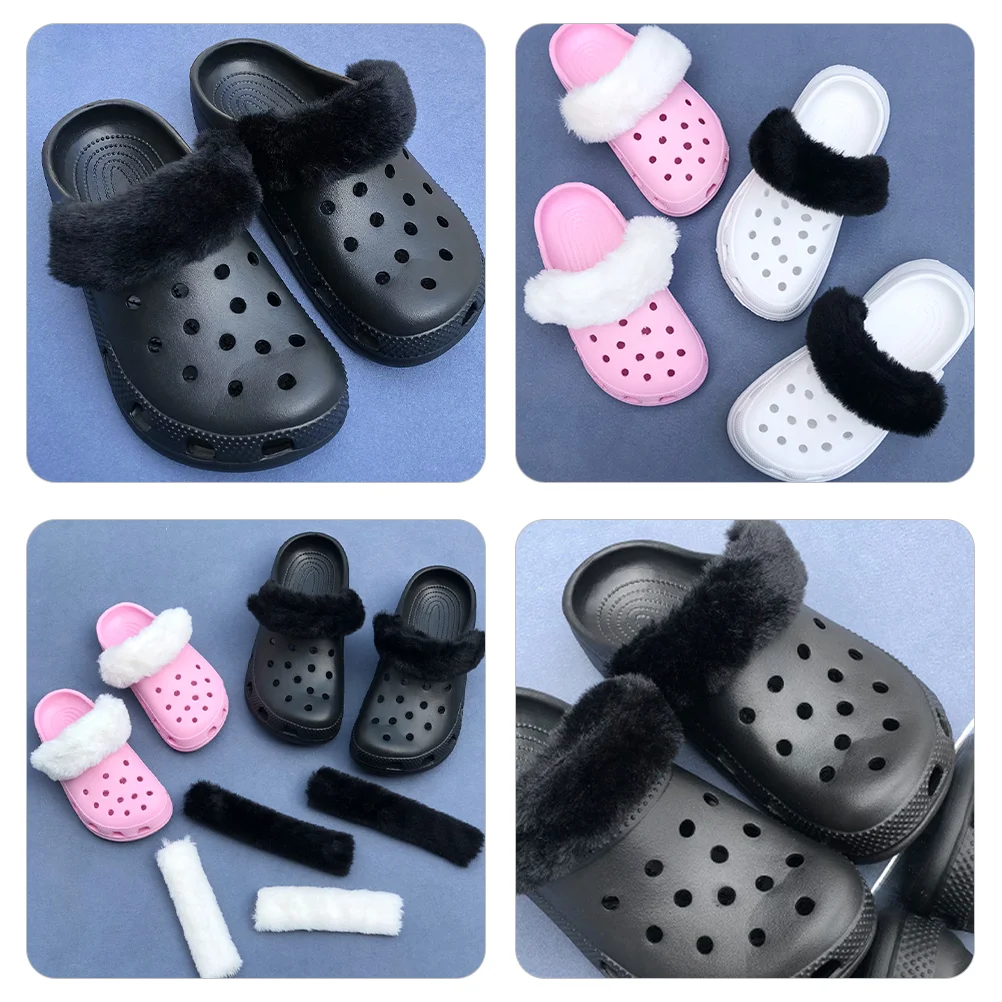 Copriscarpe in pizzo Decorazione di compleanno per ragazzo Pantofole morbide pelose Sandali Scarpe da donna in peluche staccabili Fascino sfocato per bambini