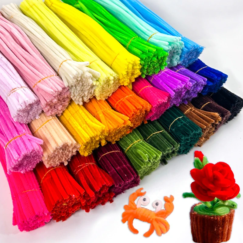 100PCS Bunte Twisted Rod DIY Handwerk Bar Draht Fantasie Wolle Wurzel Flauschigen Bar Eisen Draht Sticks Kunst Kinder Pädagogisches spielzeug