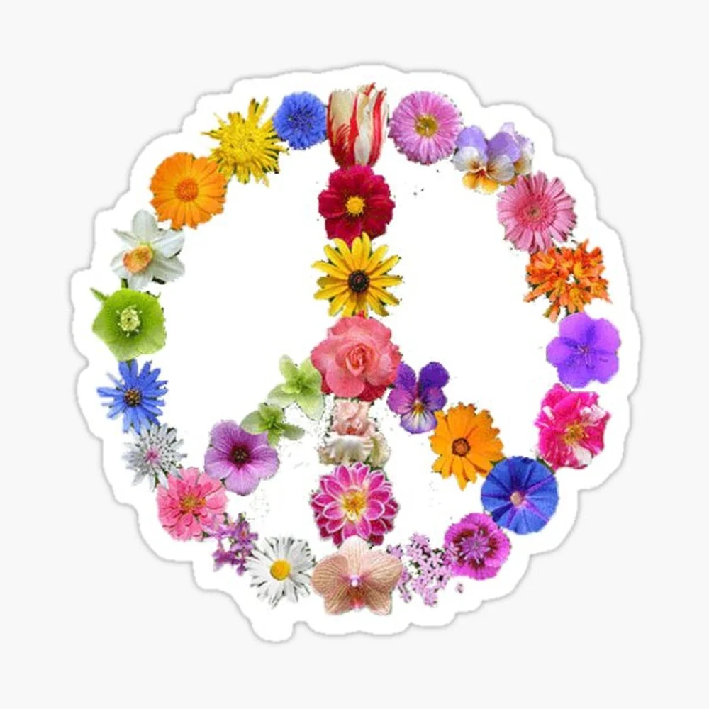 

Flower Peace Sign Sticker for Laptop Decor Bedroom Car Cute Cartoon Art Fashionable Public Suitcase