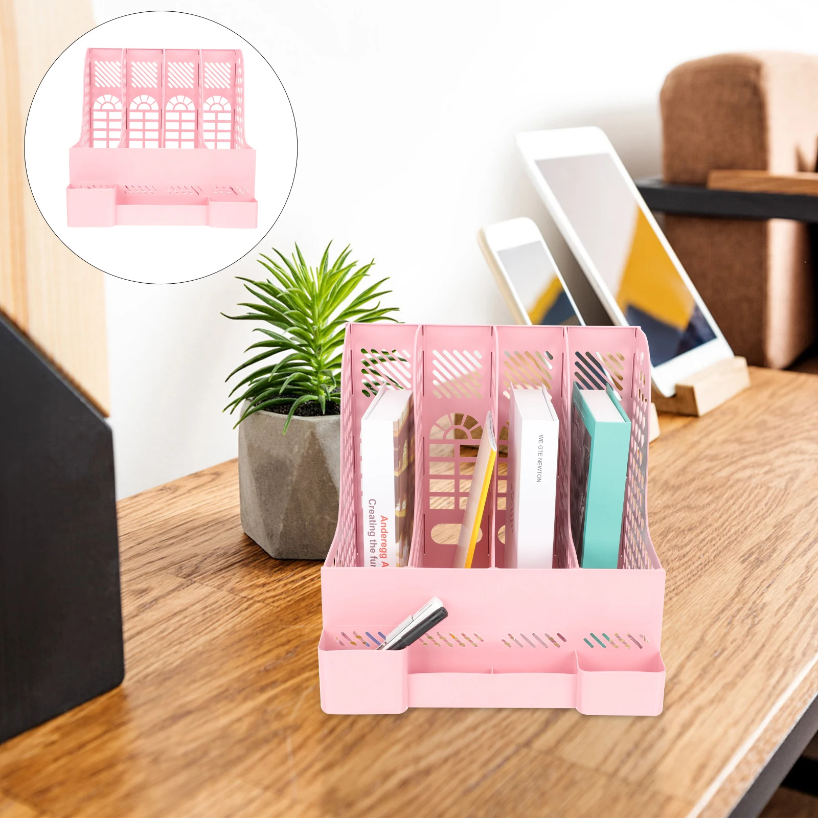 

Multi-Functional Desktop Book Organizer Strong Plastic Holder For Office Study Home Study File Organizer Magazine Holder