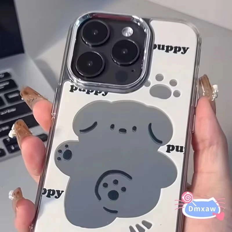 Für OPPO A1 F21 Pro 5G Reno 10 9 Pro 8 Pro Plus 6 8T 4G Telefon Fall Ins Stil Niedlichen Welpen Spiegel Stoßfest Soft Cover