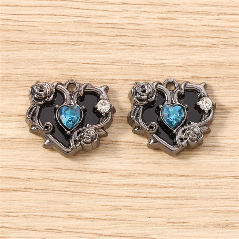 5 Stück 20x18mm Niedliche Kristall-Metall-Herzanhänger für Schmuckherstellung, Halsketten, Ohrringe, Armbänder, DIY-Bastelzubehör – Detail 5