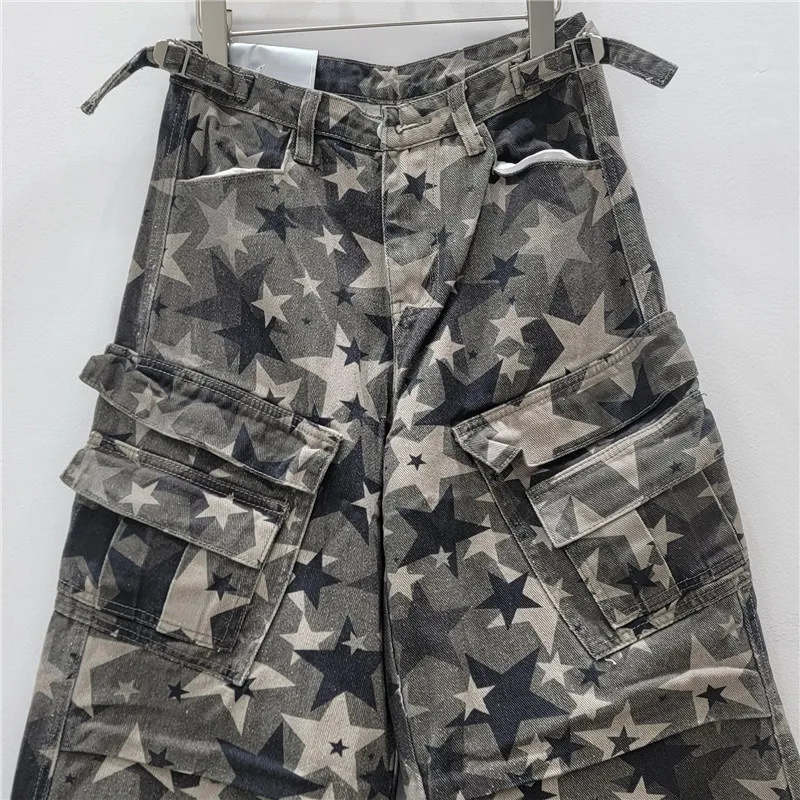 Jean viral US Retro! Camouflage étoile et ajustement décontracté. Baggy, long et allonge les jambes. Le dernier style de rue.