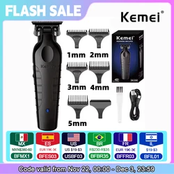 Kemei 2299 Barber Cordless Hair Trimmer 0mm Zero Gapped Carving Clipper Detailer Professional Electric Finish Cutting Machine