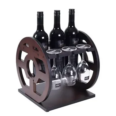 Wooden red wine rack, goblet, upside down wine rack ornament, high-end red wine display stand, living room TV cabinet pendulum