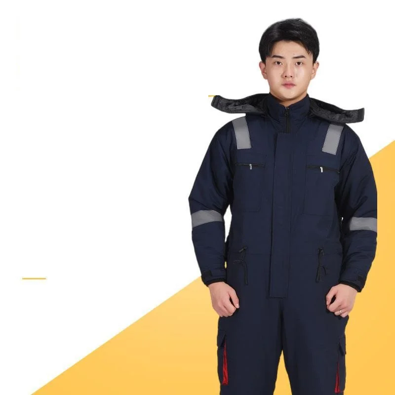 Mens Winter Coveralls Cold-proof Uniforms Cotton Padded Work Clothes Cold Storage Overalls Thick Warm Labor Protection Jumpsuit