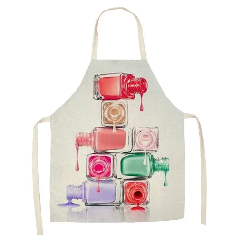 Creative Simple and Atmospheric Nail Polish Home Kitchen Coffee Cleaning Apron Women's Sleeveless Halter Neck Cooking Bib