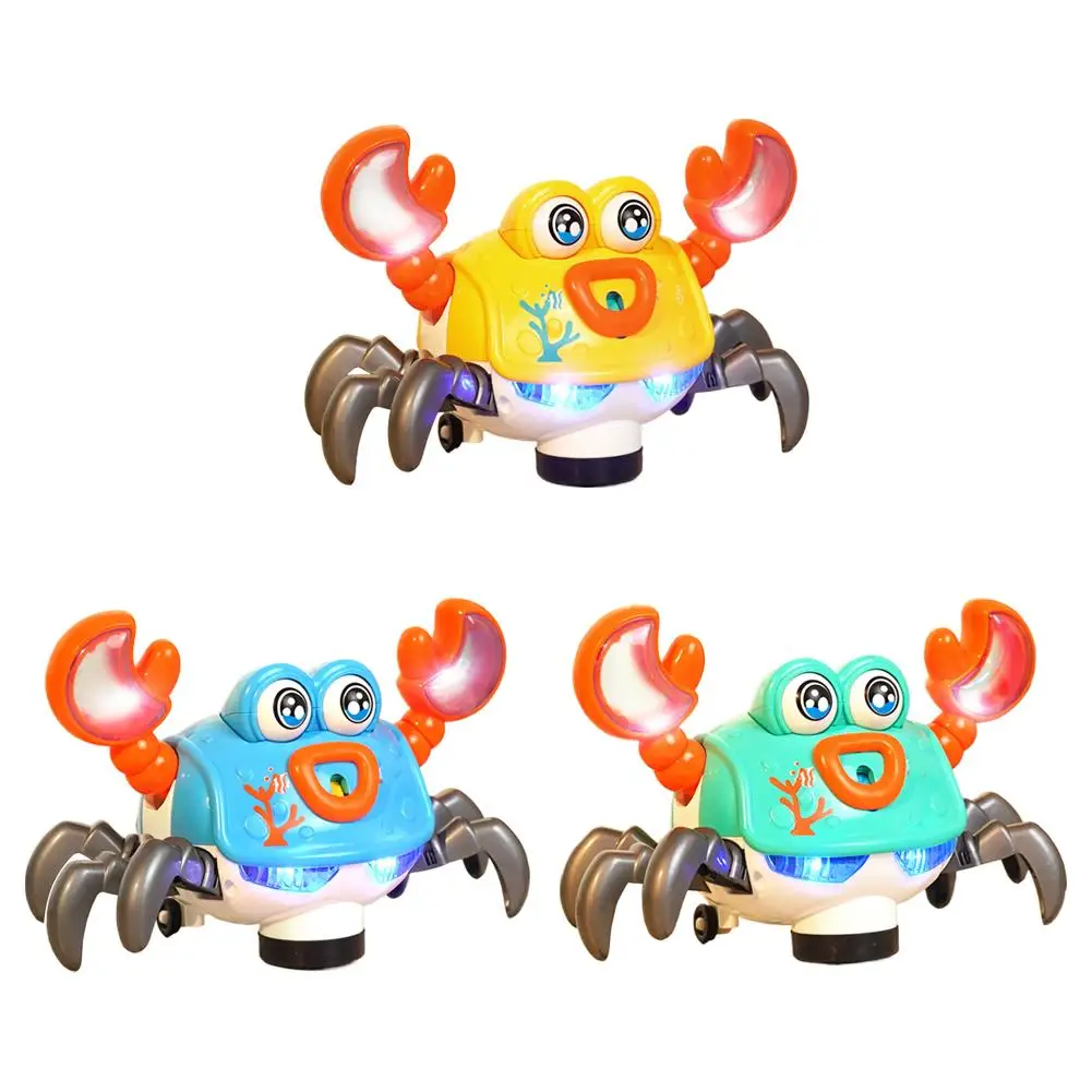 Jouet crabe de marche, Robot mobile à Direction intelligente avec yeux clignotants, 8 chansons, lumière musicale, roue omnidirectionnelle électrique 360 pour cascadeurs