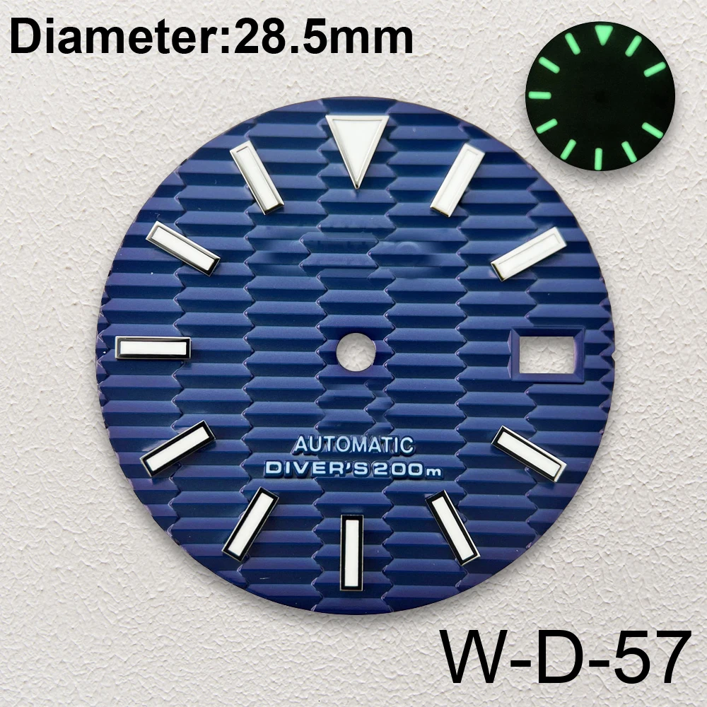 28.5mm S Logo SKX007 Slope Dial Fit NH35/NH36/4R/7S Japanese Movement Green Luminous High-Quality Watch Modification Accessories