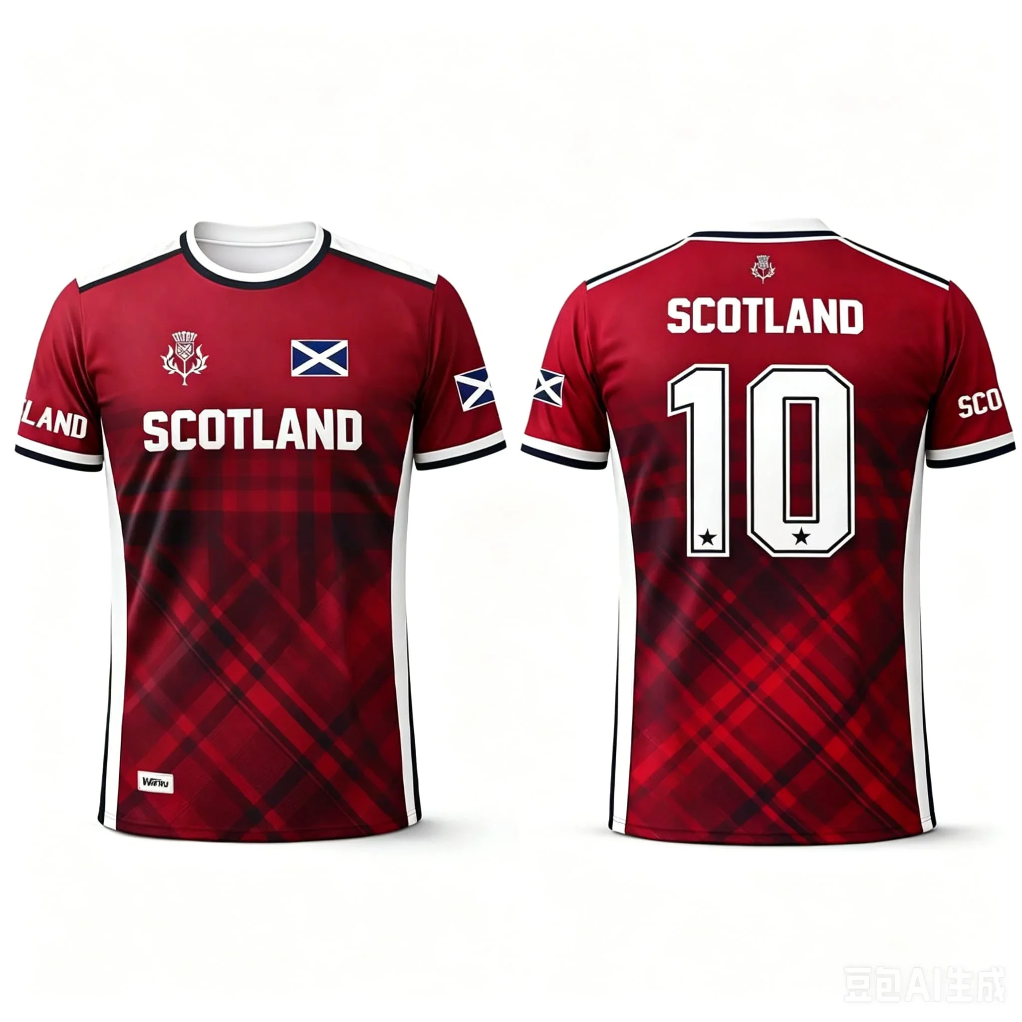 2026 Scotland 10 Soccer Jersey Men Breathable Quick Dry Football Shirt Red Tartan Print Sportswear Fan Edition Training Uniform