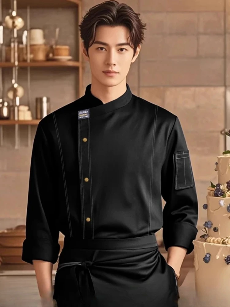 Serviço de alimentos uniforme do chef cozinha cozinhar traje restaurante cozinhar jaquetas padaria café garçonete roupas de trabalho manga longa