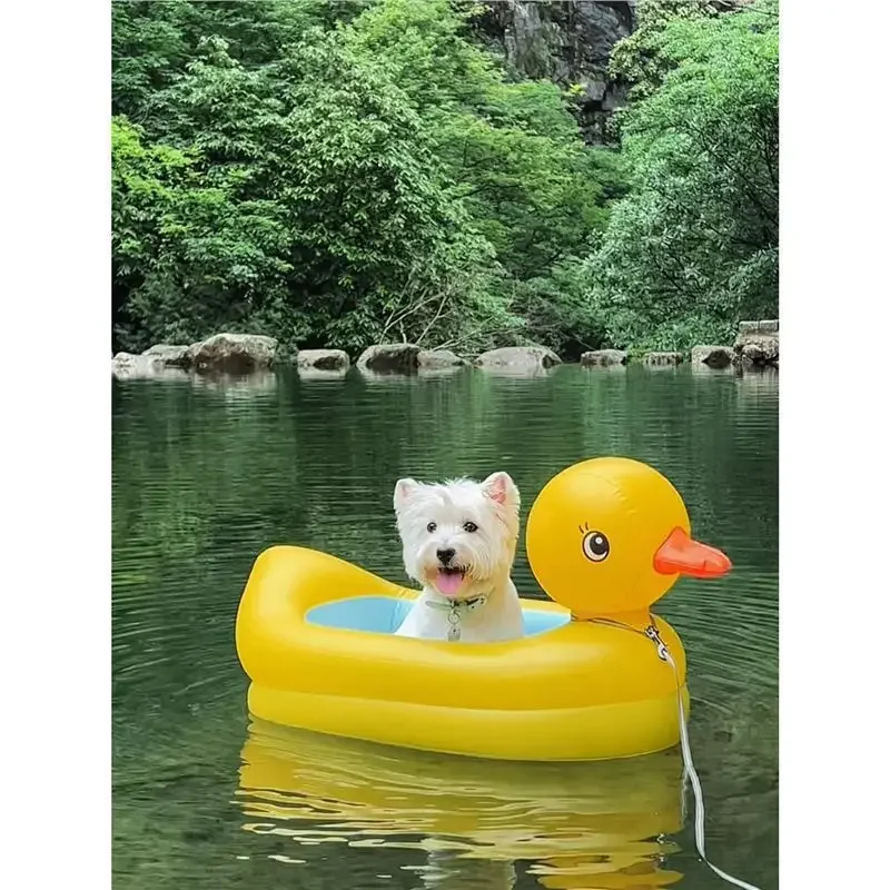 Inflatable Yellow Duck Floating Pet Bed for Small Dogs – Portable Water Toy for Corgis, Teddy Dogs & Outdoor Play view 4