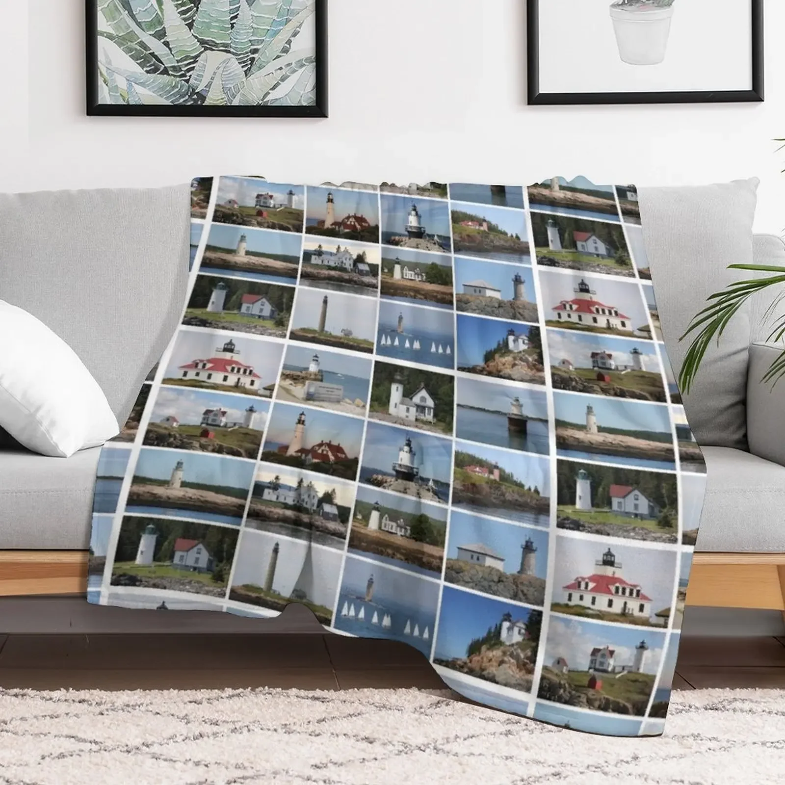 Maine Lights Throw Blanket Soft Comfort Blanket for Reading Watching TV