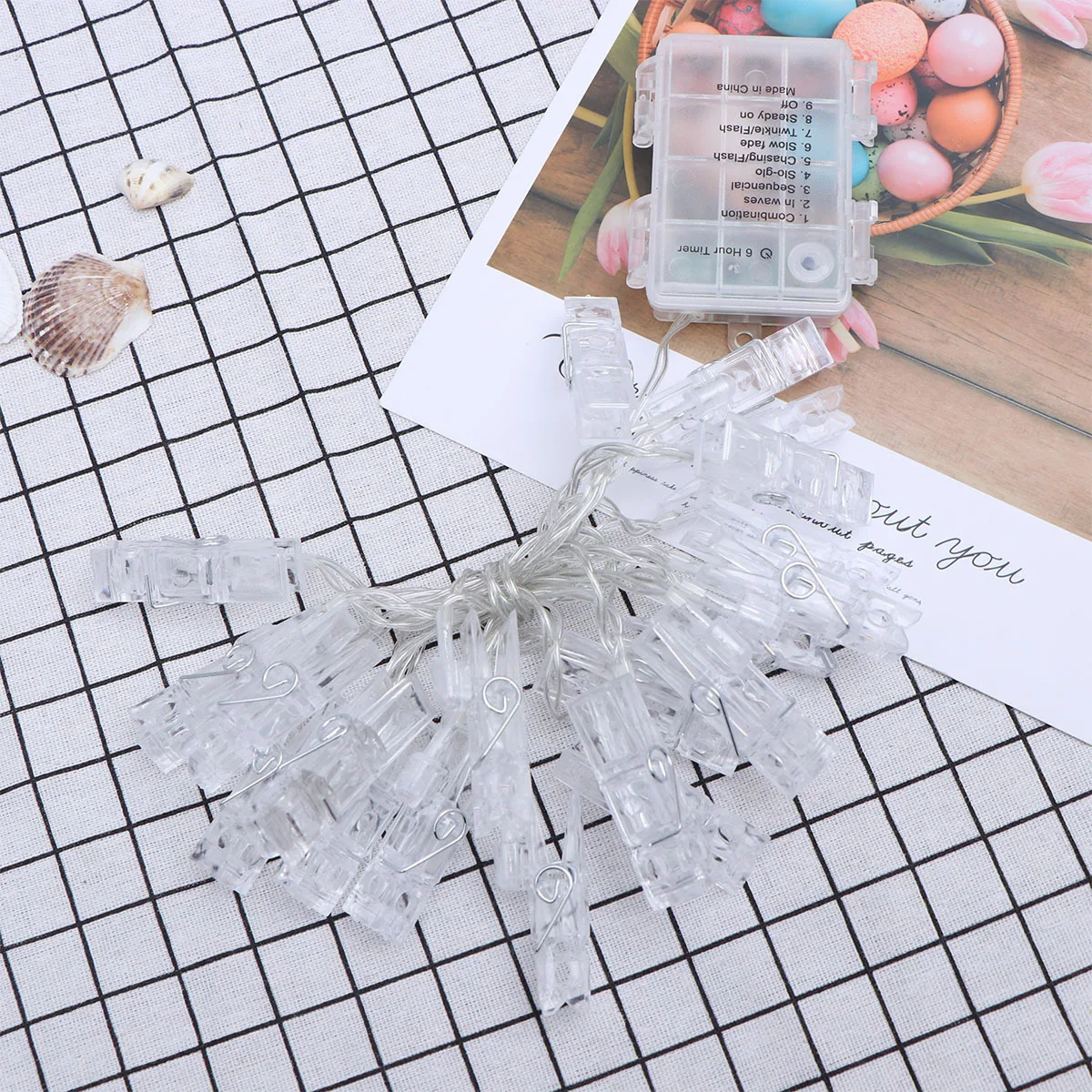 

8 Modes Photo Clip String Light 20 LED Warm White DIY Clothespin Fairy Lights for Bedroom Gallery Festival Party Lighting