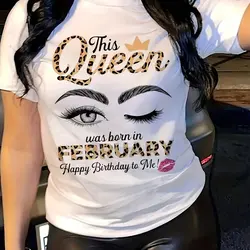 T-shirt con stampa di lettere e occhi, top casual girocollo a maniche corte per l'estate e la primavera, abbigliamento da donna alla moda in stile street