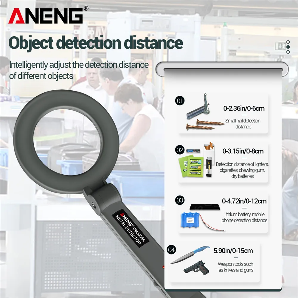 Ferrous & Non-Ferrous Metal Tester Handheld Metal Detector DM3004A Security Scanner Checker Treasure Hunting Soil Detection Tool