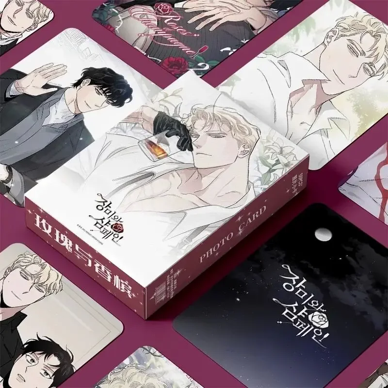 55 Pcs/Set Korean Manhwa Roses and Champagne Laser Lomo Card Caesar,Lee Won Comic Characters 3 Inches Photocard Cosplay Gift