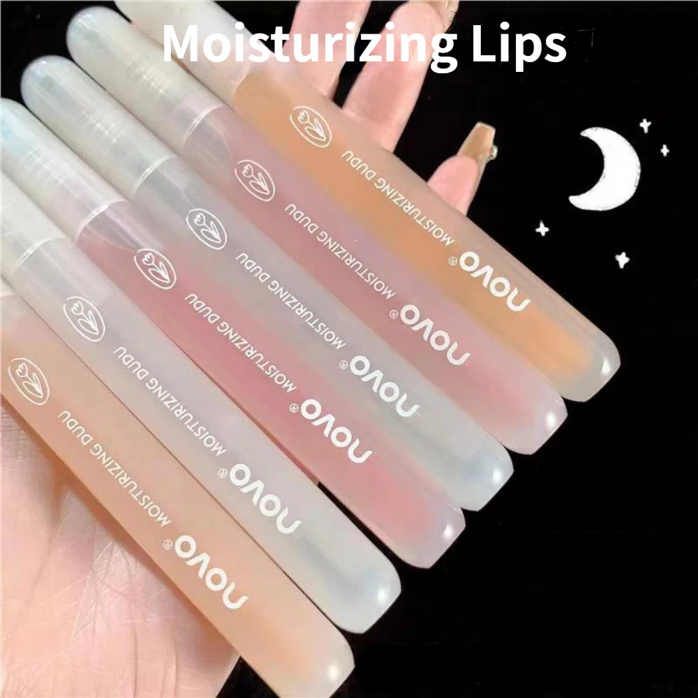 NOVO-Moist Lip Care Oil Mirror, Gloss Fade Lip Lines, Hidratante Estudante, Acessível Água Luz, Maquiagem Cor Natural