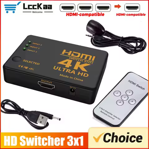 HDMI-compatible Switch 4K Switcher 3 in 1 Out Full HD 1080P Video Cable Splitter 3x1 Hub Adapter Converter for TV Box HDTV PC