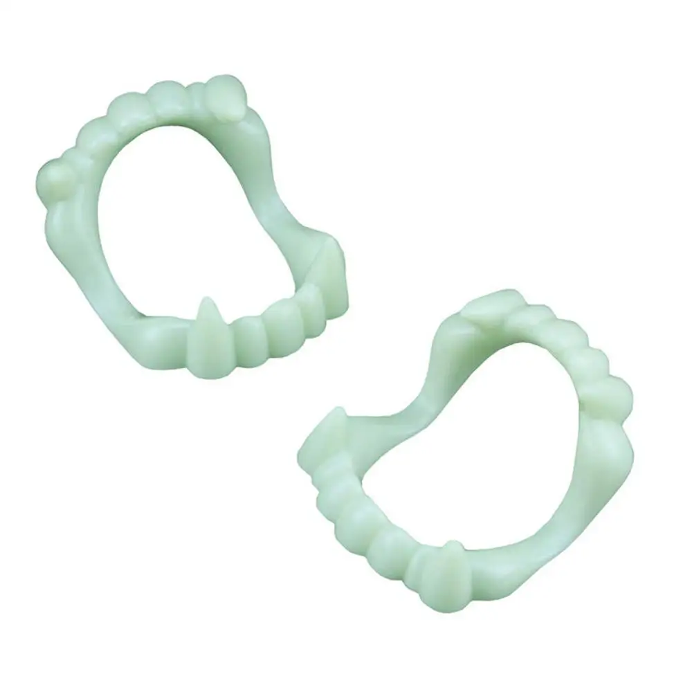 Cosplay Prop Entertaining Light Green Vampire Teeth Trending Terrifying Prop For Masquerade Halloween Party Glow In The Dark