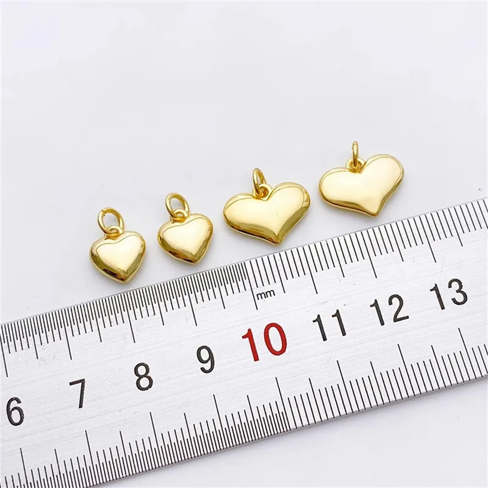 14K18K Gold-plated Bright Peach Heart-shaped Charm Pendant DIY Jewelry Supplies Beads for Necklace Bracelet Craft Accessories