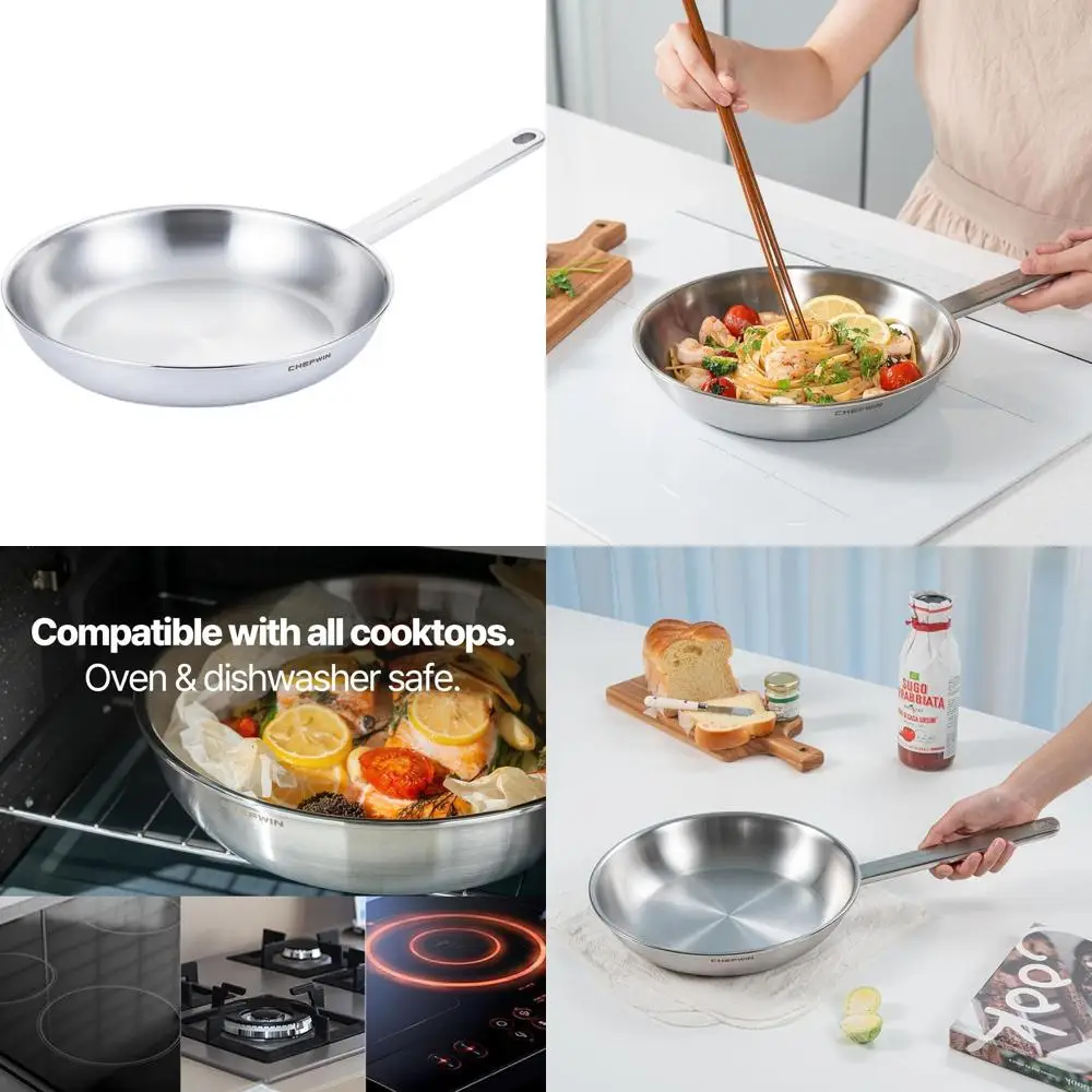 

9.4 316 Stainless Steel Frying Pan, 5-Ply Construction, Induction Ready, Dishwasher and Oven Safe