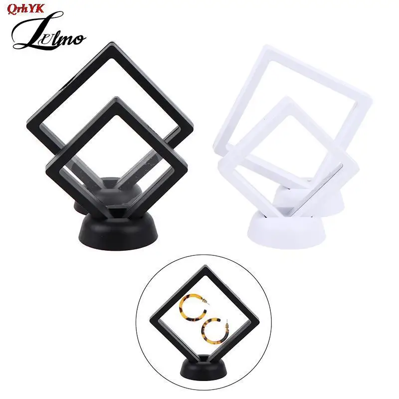 3D Floating Picture Frame Shadow Box Jewelry Display Stand Ring Pendant Holder Protect Jewellery Stone Presentation Case