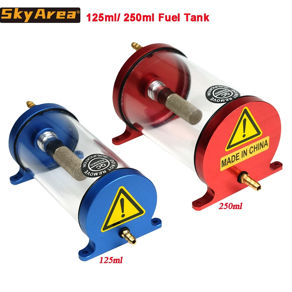 SkyArea CNC Transparent Fuel Tank Anti-Bubble 125ml 250ml Fuel GasonlineTank for RC Jet Fixwing Aircraft Airplane Model