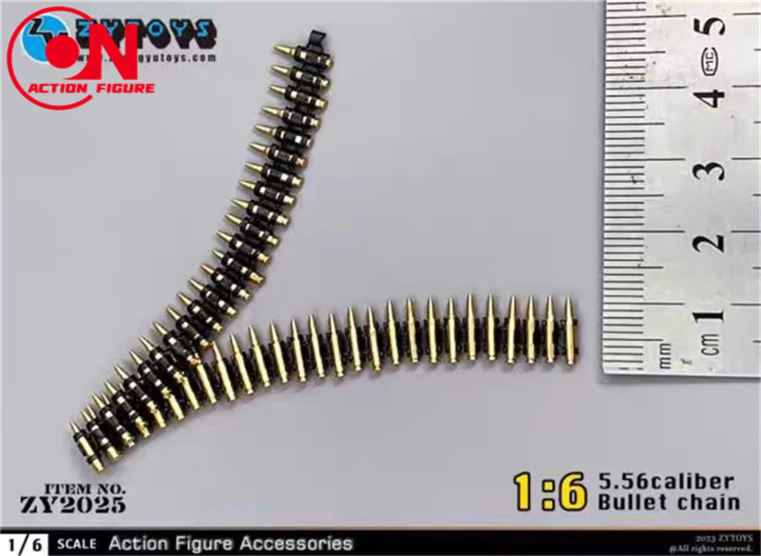ZYTOYS ZY2025 50 pz Scala 1/6 Calibro 5.56 Catena Proiettile M27 Modello di Collegamento Puntelli di Scena Misura 12 ''Soldato Action Figure corpo