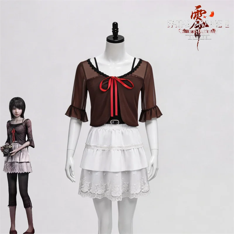 Fantasia de Cosplay Mio Amakura do Jogo Fatal Frame II: Crimson Butterfly REMAKE, Vestido Adulto, Uniforme Escolar JK, Trajes para Festa de Halloween