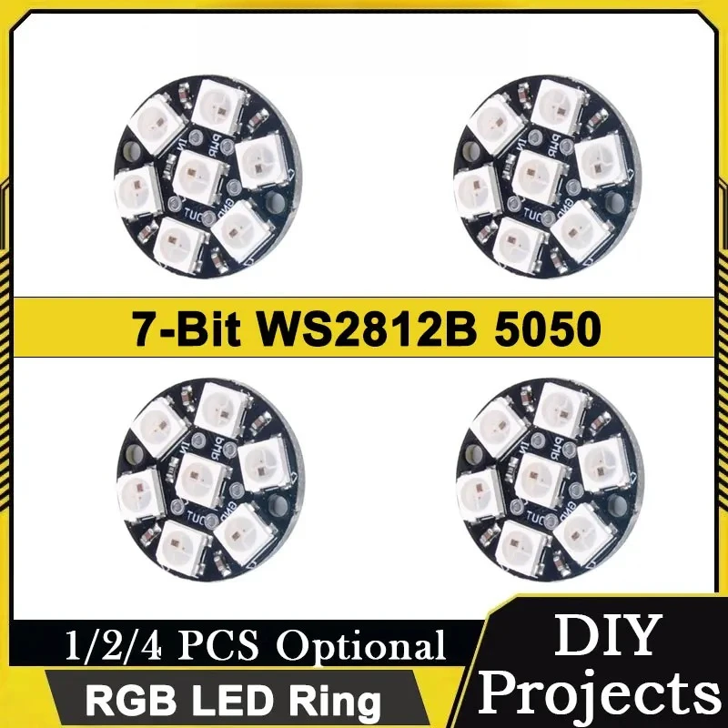 7-Pixel WS2812 5050 RGB LED Ring Programmable Full-Color Addressable Light Module for Arduino Raspberry Pi DIY Electronics Kit