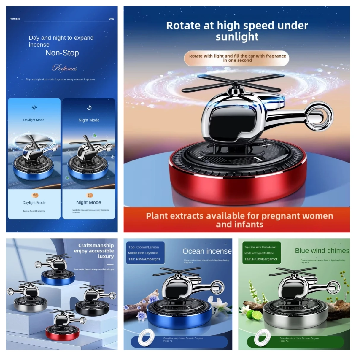 

Car decoration solar car aromatherapy center console car interior decoration rotary helicopter