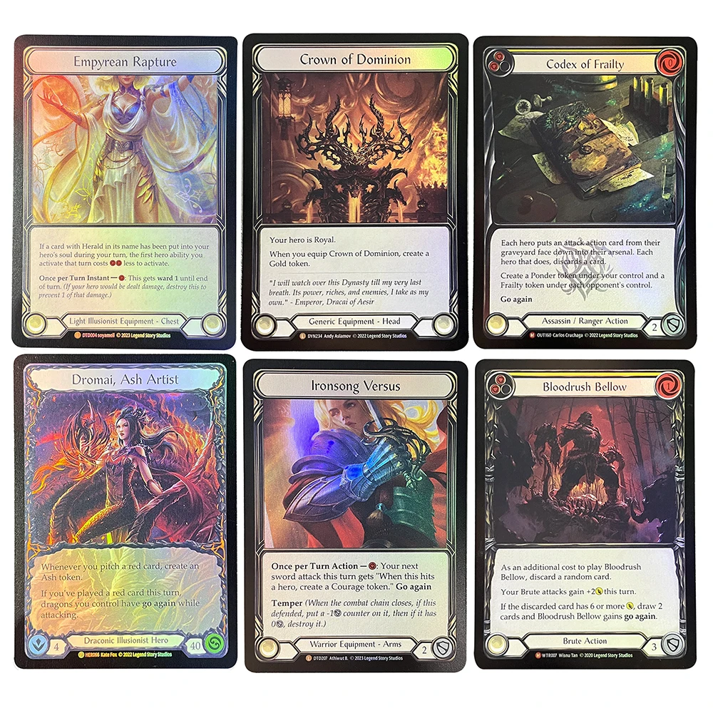 FAB FOIL 2 PROXY Rainbow Foil, proxis de carne y sangre, tarjetas de TCG juego, corona de la dinastía del dominio, DTD, diadema de Dreamstate